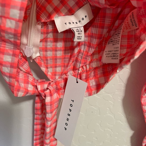 NWT! TopShop neon pink plaid top - Picture 3 of 3